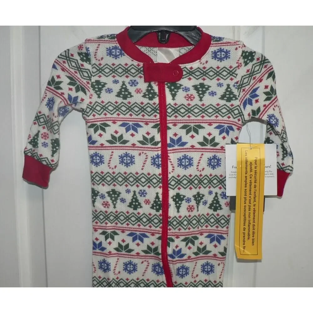 Nordstrom Baby Zipper Footie Pajamas in White Multi Fair Isle 3-6 Months ‎ $25